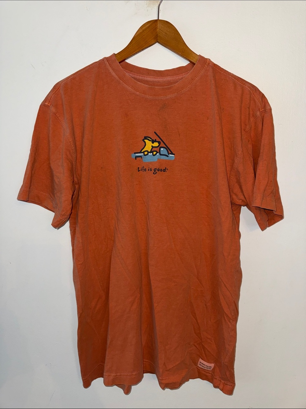 Life is Good Men's Medium Orange Short Sleeve Crusher T-Shirt